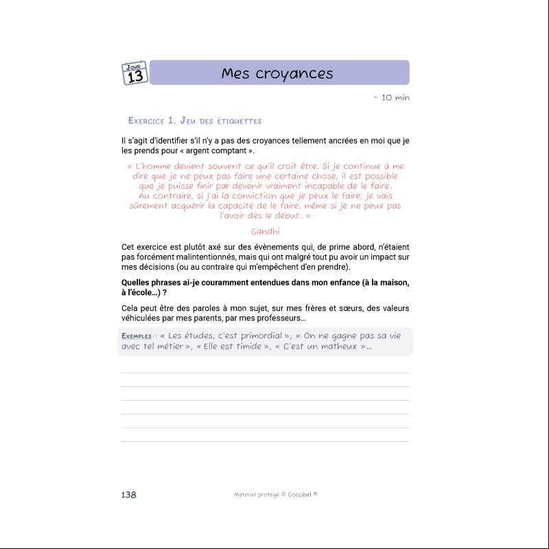 Journal d'introspection T1 p138 croyances limitantes